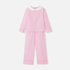 Pyjama enfant fille en flanelle - blanc/rose