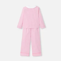 Pyjama enfant fille en flanelle - blanc/rose