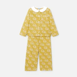 Pyjama enfant fille en tissu Liberty - jaune/blanc