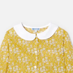 Pyjama enfant fille en tissu Liberty - jaune/blanc