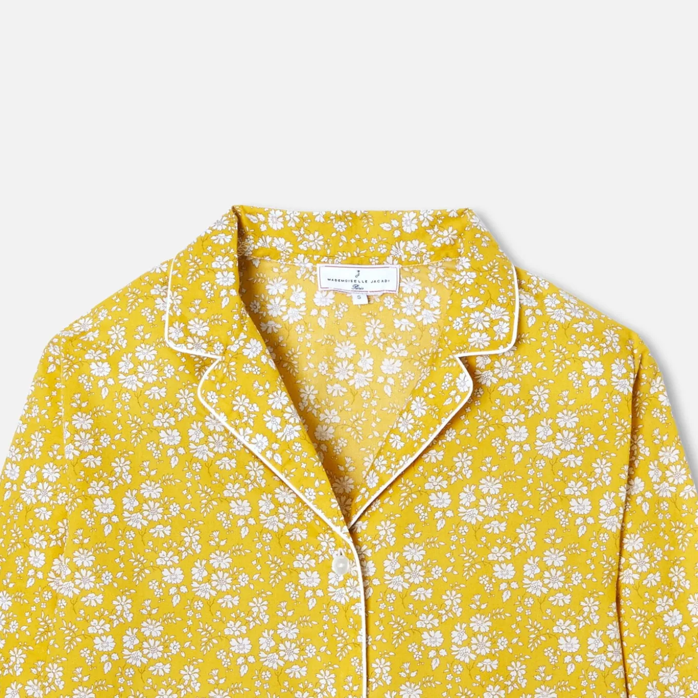 Pyjama femme en tissu Liberty - jaune/blanc