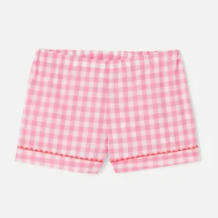 Pyjashort enfant fille en Vichy - rose/blanc