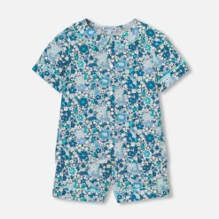 Pyjashort enfant fille en tissu Liberty - bleu/multicolore