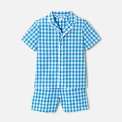 Pyjashort enfant garçon en vichy - bleu/blanc