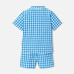 Pyjashort enfant garçon en vichy - bleu/blanc