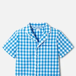Pyjashort enfant garçon en vichy - bleu/blanc