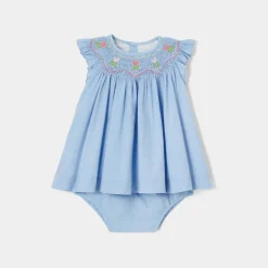 Robe bébé fille en fil à fil - chambray