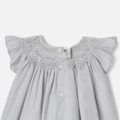 Robe bébé fille en fil à fil - gris/blanc