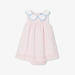Robe bébé fille en fil à fil - rose/blanc
