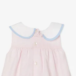 Robe bébé fille en fil à fil - rose/blanc