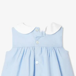 Robe bébé fille en fil à fil - bleu/blanc