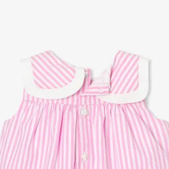 Robe bébé fille en popeline - blanc/rose