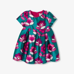 Robe bébé fille en satin - bleu/multicolore