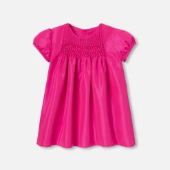 Robe bébé fille en taffetas - rose bengale