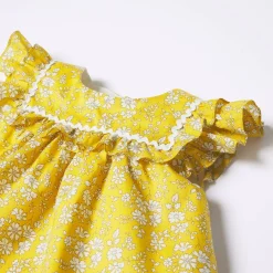 Robe bébé fille en tissu Liberty - jaune/blanc