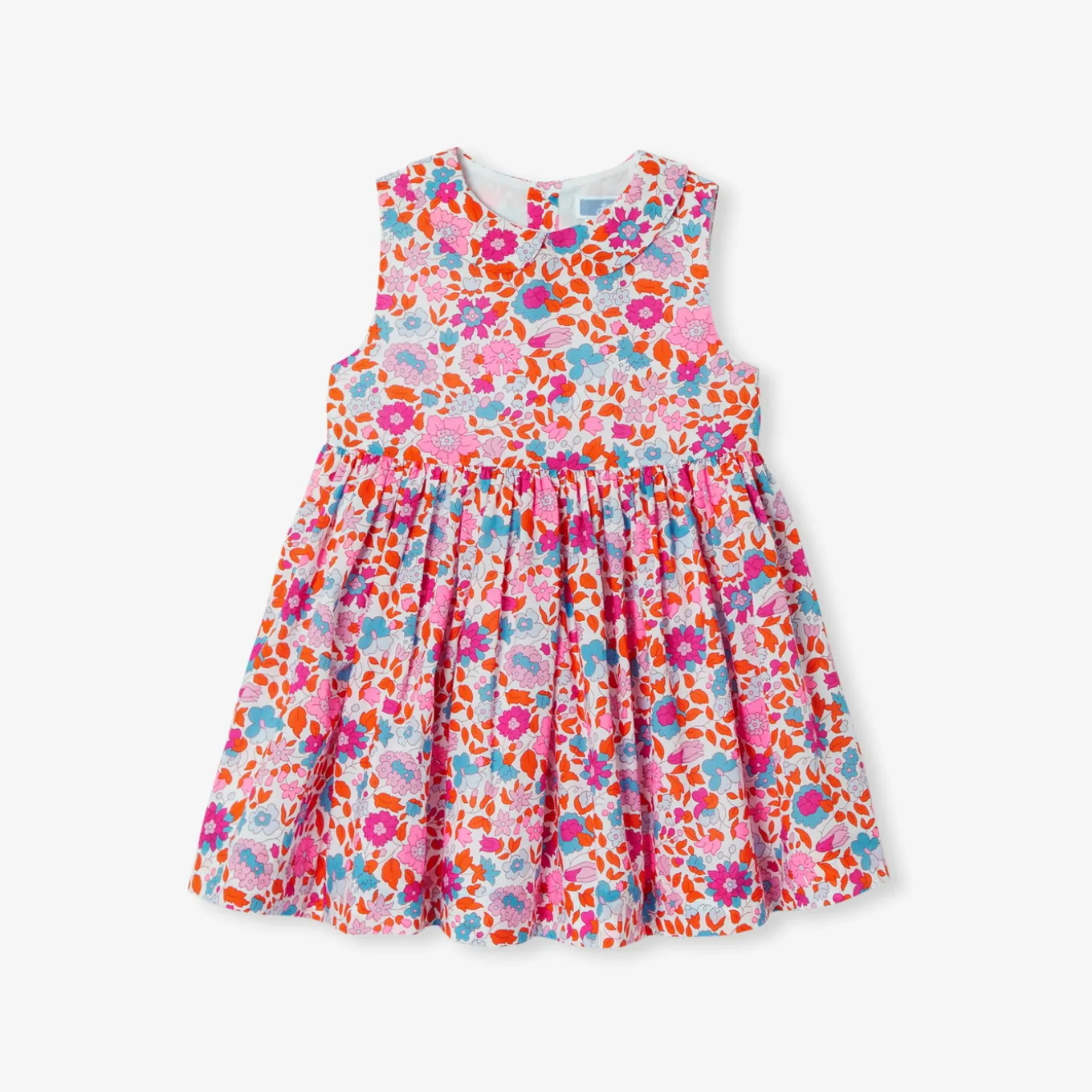 Robe bébé fille en tissu Liberty - orange/multicolore