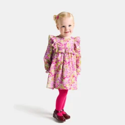 Robe bébé fille en velours Tissu Liberty - blanc/multicolore