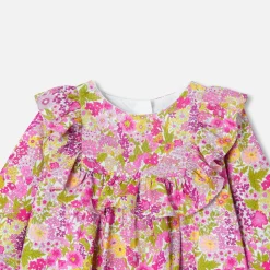 Robe bébé fille en velours Tissu Liberty - blanc/multicolore