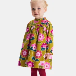 Robe bébé fille en velours - cumin