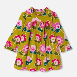 Robe bébé fille en velours - cumin