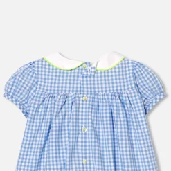 Robe bébé fille manches courtes - bleu/blanc