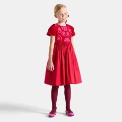 Robe bi-matière enfant fille - rouge jacadi