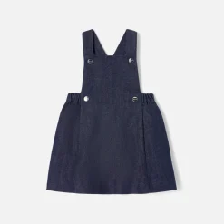 Robe chasuble bébé fille en jean - denim fonce