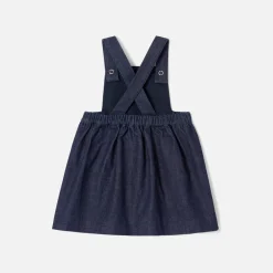 Robe chasuble bébé fille en jean - denim fonce