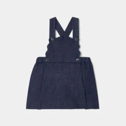 Robe chasuble bébé fille en jean - denim fonce