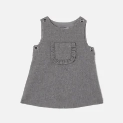 Robe chasuble bébé fille en flanelle - poivre