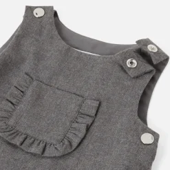 Robe chasuble bébé fille en flanelle - poivre