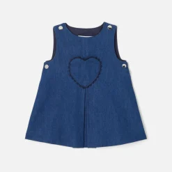 Robe chasuble bébé fille en jean - denim fonce