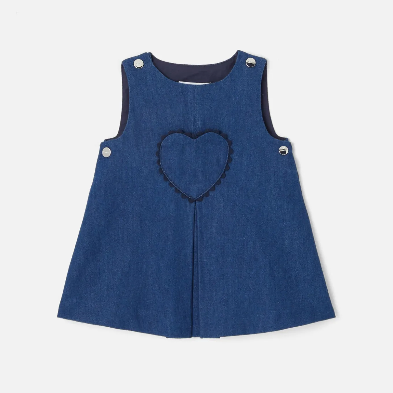 Robe chasuble bébé fille en jean - denim fonce