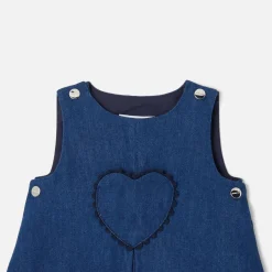Robe chasuble bébé fille en jean - denim fonce