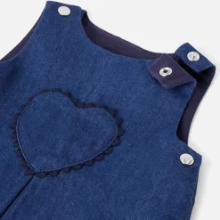 Robe chasuble bébé fille en jean - denim fonce