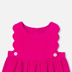Robe chasuble bébé fille en velours - framboise