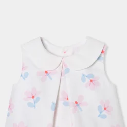 Robe chasuble bébé fille en piqué de coton - blanc/multicolore