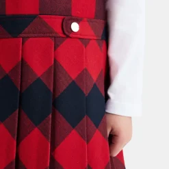 Robe chasuble enfant fille en flanelle - marine/rouge