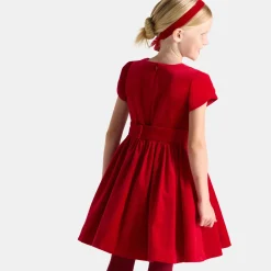 Robe en velours enfant fille - rouge jacadi
