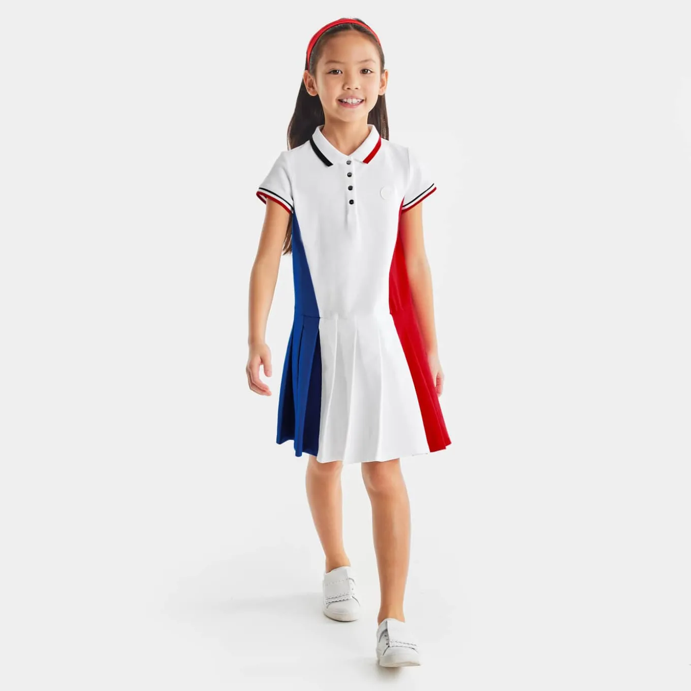 Robe enfant fille color block - blanc/multicolore