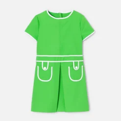 Robe enfant fille en piqué alvéolé - vert trefle