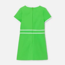 Robe enfant fille en piqué alvéolé - vert trefle