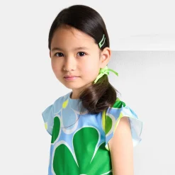 Robe enfant fille en popeline - blanc/multicolore