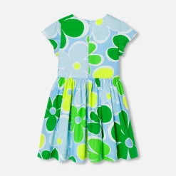 Robe enfant fille en popeline - blanc/multicolore
