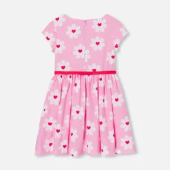 Robe enfant fille en popeline - rose/multicolore