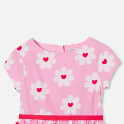Robe enfant fille en popeline - rose/multicolore