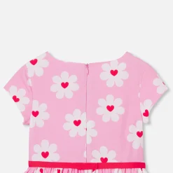 Robe enfant fille en popeline - rose/multicolore