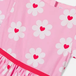 Robe enfant fille en popeline - rose/multicolore