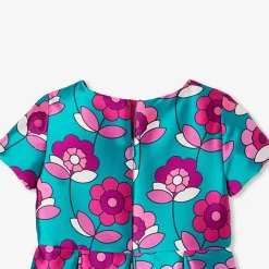 Robe enfant fille en satin - bleu/multicolore