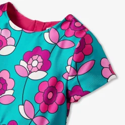 Robe enfant fille en satin - bleu/multicolore